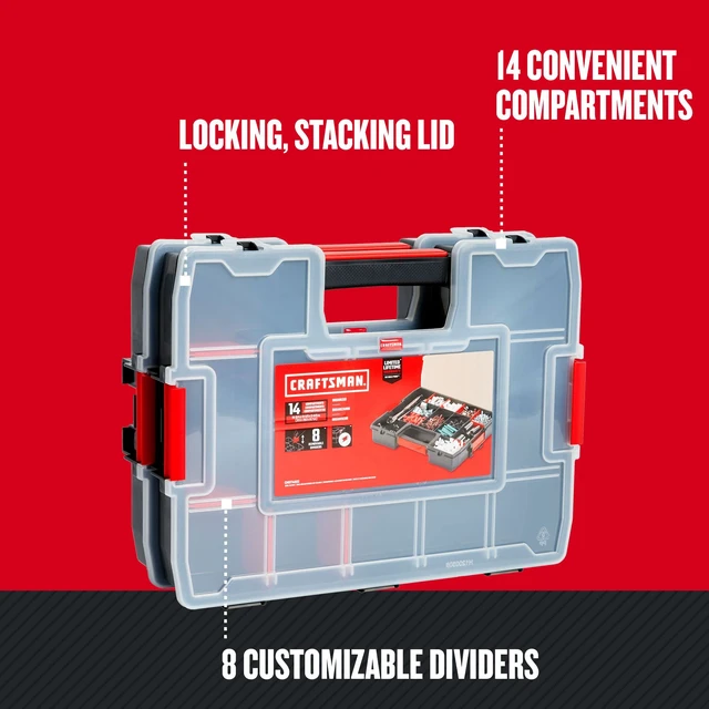 Alt view image 6 of 6 - Tool Organizer, 2-Packs with 14-Compartments, Lid Includes Secure Latch (CMST60944M)