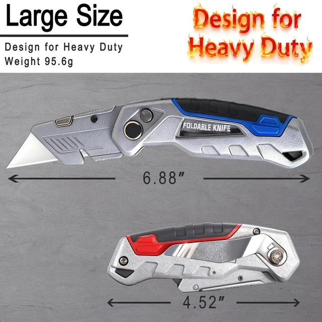 Alt view image 4 of 7 - 10-Pack Heavy Duty Folding Box Cutter with Blade Storage (Entirety Metal) with 30 Replacement Blades, Professional Utility Razor Knife