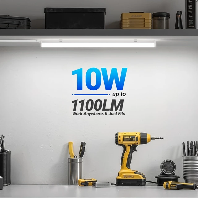 Alt view image 3 of 7 - T5 LED Ceiling Light Fixtures, 2FT, 5000K, 1100LM, 10W, 6 Packs Daylight White, Corded Electric with Built-in ON/Off Switch, Linkable LED Shop Lights for Garage, Workshop, ETL Listed