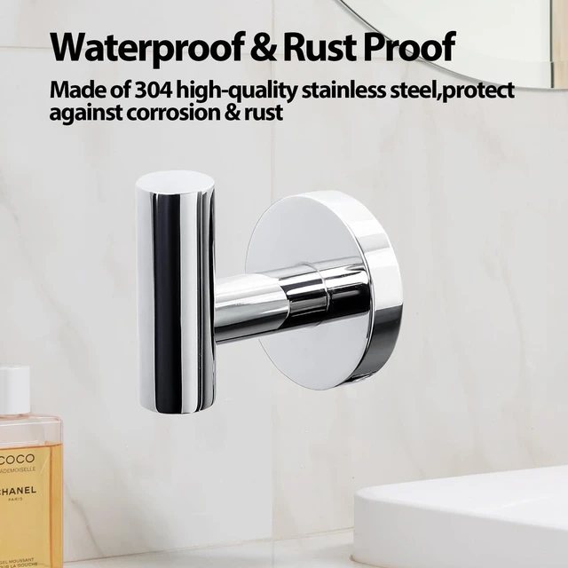 Alt view image 3 of 7 - Towel Hooks for Bathroom,6 Packs Wall Mount Towel Holder,Black Matte Wall Robe Hook,Stainless Steel Heavy Duty Door Hanger Towel Hook for Kitchen, Bedroom,Hotel,Pool,Coats