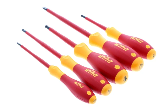 Alt view image 2 of 3 - 32091 Insulated Screwdriver Set, 5-Piece 1000V Electrician Tool Kit 1000V VDE certified, tested to 10,000 volts, SoftFinish cushion grip, black oxide tips, made in Germany - Phillips Head Screwdrivers