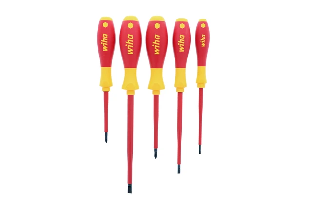 Alt view image 3 of 3 - 32091 Insulated Screwdriver Set, 5-Piece 1000V Electrician Tool Kit 1000V VDE certified, tested to 10,000 volts, SoftFinish cushion grip, black oxide tips, made in Germany - Phillips Head Screwdrivers