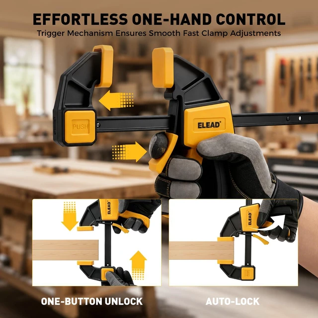 Alt view image 7 of 7 - 6-Pack 12 Inch Bar Clamps for Woodworking with 2-Piece Clamp Connector, 12" Quick-Release Wood Clamps with 150 LBS Load Limit, Trigger Clamp Set, One-Handed Clamps/Spreader for Woodworking