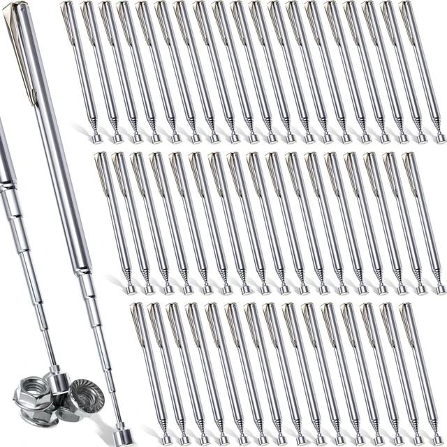 Main image of 48 Pieces Telescoping Magnetic Pick up Tool, 25 Inch,Silver Slim Retractable with Pocket Clip, Extending Magnet Grabber for Mechanic Garage Workshop, Gift for Father Handyman