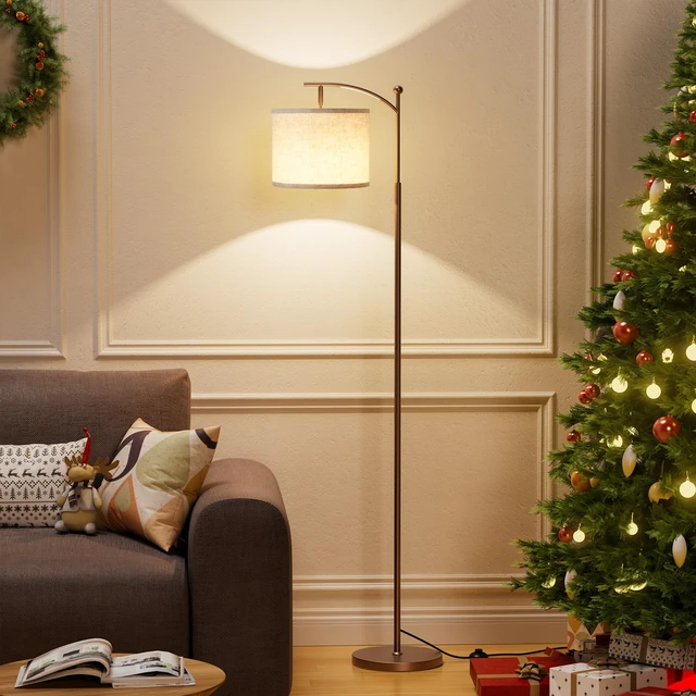 Alt view image 7 of 7 - 60" Floor Lamp for Living Room with 3 Color Temperatures, Adjustable Beige Shade with Brown Pole, Tall Lamp for Bedroom Office Classroom Dorm Room, 9W Bulb Included