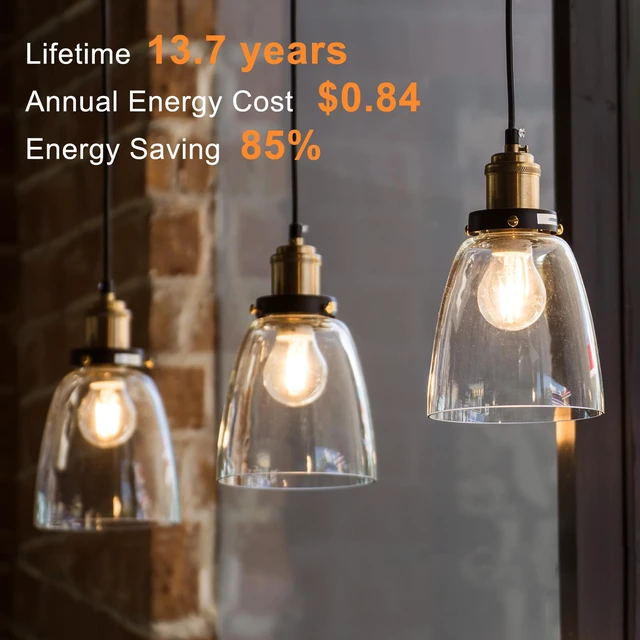 Alt view image 5 of 6 - A19 LED Edison Light Bulb, E26 Dimmable Bulb, 60W Equivalent, 12 Pack Vintage Soft White Bulb 3000K, 8W 800LM High Brightness, E26 Base, A19, 80+ CRI, Clear Glass Filament Bulb for Living Room