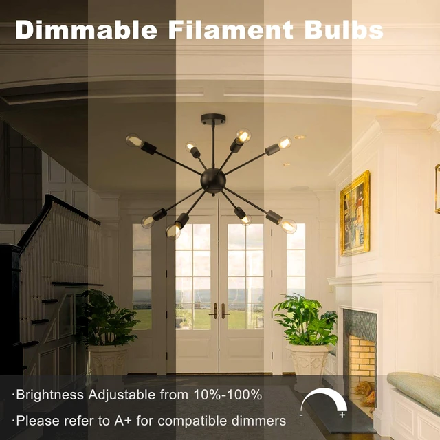 Alt view image 6 of 6 - A19 LED Edison Light Bulb, E26 Dimmable Bulb, 60W Equivalent, 12 Pack Vintage Soft White Bulb 3000K, 8W 800LM High Brightness, E26 Base, A19, 80+ CRI, Clear Glass Filament Bulb for Living Room
