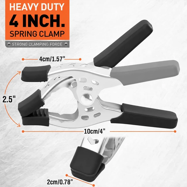 Alt view image 2 of 7 - 8-Piece 4" inch Spring Clamp, Heavy Duty Spring Metal Spring Clamps, 1.5"-inch Jaw opening