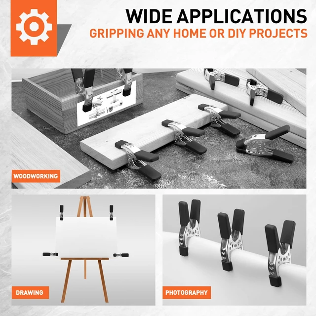 Alt view image 7 of 7 - 8-Piece 4" inch Spring Clamp, Heavy Duty Spring Metal Spring Clamps, 1.5"-inch Jaw opening