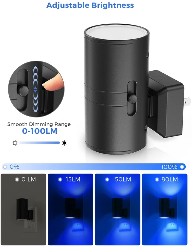 Alt view image 3 of 7 - Calm Blue Night Light, Night Lights Plug into Wall, Dimmable Nightlight with Light Sensor, LED Nightlights for Bluey Home Decor, Party, Holiday, Bathroom Bedroom Hallway Kitchen, 2 Pack