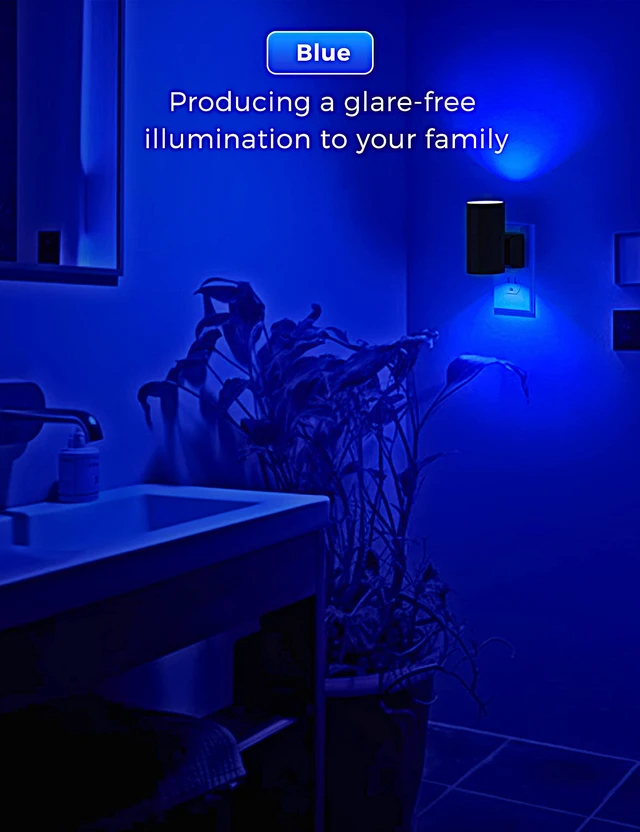 Alt view image 4 of 7 - Calm Blue Night Light, Night Lights Plug into Wall, Dimmable Nightlight with Light Sensor, LED Nightlights for Bluey Home Decor, Party, Holiday, Bathroom Bedroom Hallway Kitchen, 2 Pack