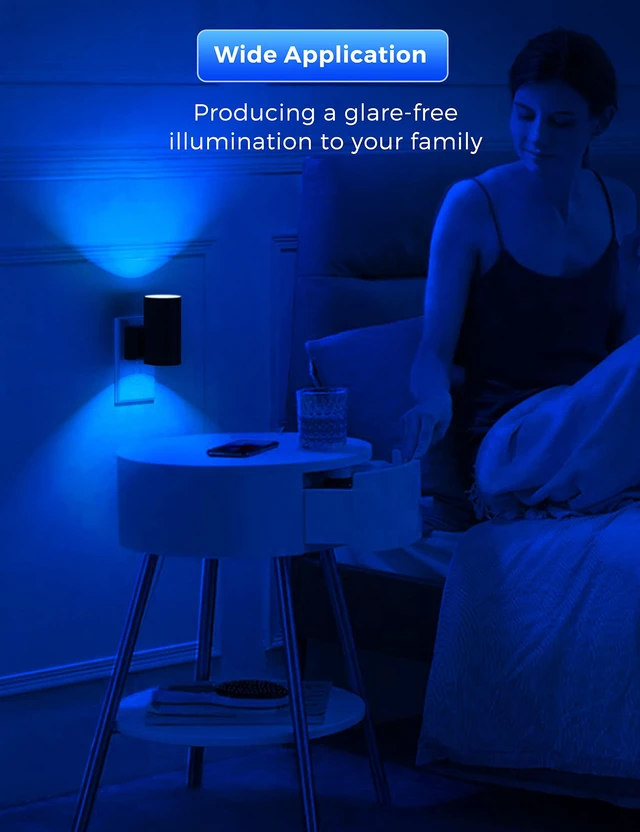 Alt view image 6 of 7 - Calm Blue Night Light, Night Lights Plug into Wall, Dimmable Nightlight with Light Sensor, LED Nightlights for Bluey Home Decor, Party, Holiday, Bathroom Bedroom Hallway Kitchen, 2 Pack
