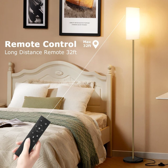 Alt view image 4 of 6 - 64'' Floor Lamps for Living Room with Remote Control and Stepless Dimmable Colors Temperature & Brightness, Gold Standing Lamp with Black Marble Base
