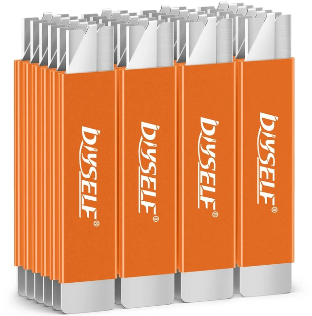 Main image of 24 Pack Box Cutter Retractable Knives, Single-Edge Utility Knife All-Metal Razor Knife for Paper and Packaging, Controlled-Slide Cutter Knife for Cardboard, Models, School and DIY