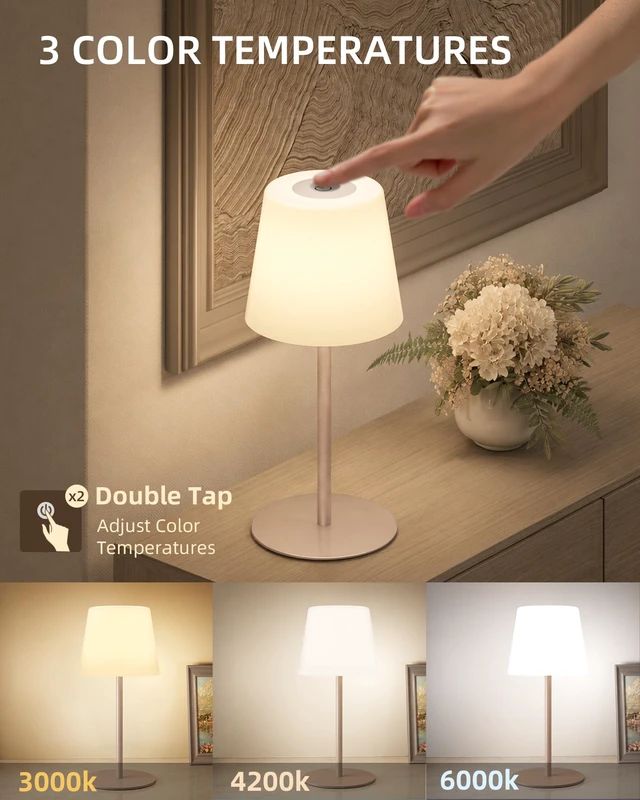 Alt view image 4 of 7 - IP65 Waterproof Shower Lamp Spa-Like Bathroom Lamp, Rechargeable Cordless Mood Light, 3 Color Temps for Relaxing Bathroom & Bathtub Experience 1 Pack (Khaki)