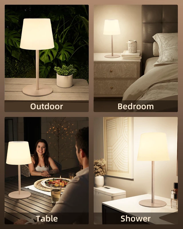 Alt view image 7 of 7 - IP65 Waterproof Shower Lamp Spa-Like Bathroom Lamp, Rechargeable Cordless Mood Light, 3 Color Temps for Relaxing Bathroom & Bathtub Experience 1 Pack (Khaki)