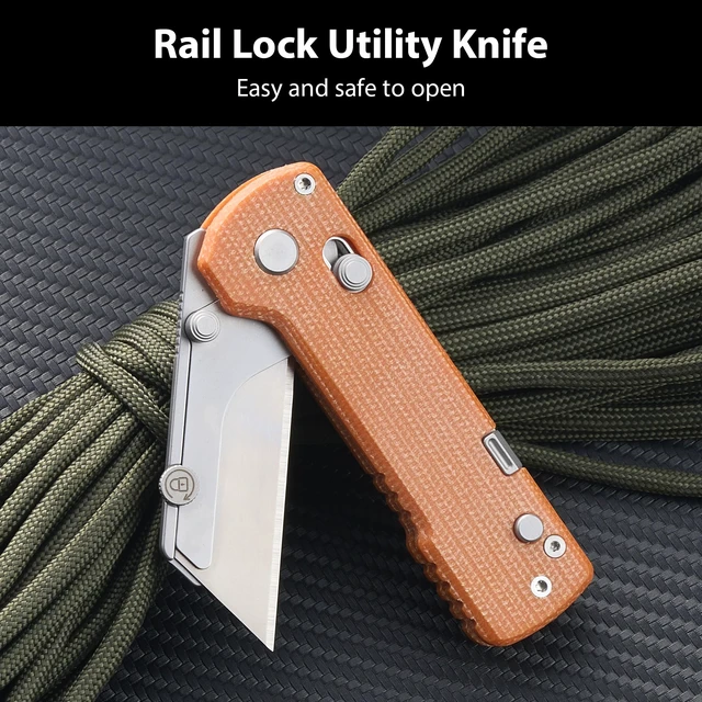 Alt view image 3 of 7 - U1 Pro Multitool Folding Utility Knife with Folding Screwdriver Quick Change Blade EDC Utility Knife with Secure Rail Lock & Pocket Clip for Men & Women (Orange Micarta)