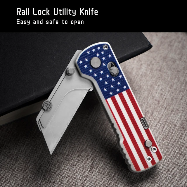 Alt view image 3 of 7 - U1 Pro Multitool Folding Utility Knife with Folding Screwdriver Quick Change Blade, Secure Rail Lock & Pocket Clip for Camping, Hiking and Everyday Carry (Stars & Stripes)
