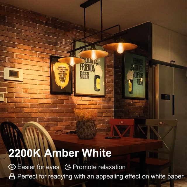 Alt view image 3 of 6 - LED Edison Light Bulbs, E26 Dimmable Vintage Bulb, 8W = 60W Equivalent Amber White 2200K, 800LM, E26 Base, ST19/58, 80+ CRI, Amber Glass, Antique Decorative Filament Bulb for Living Room, 6 Pack