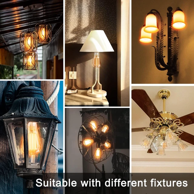 Alt view image 5 of 6 - LED Edison Light Bulbs, E26 Dimmable Vintage Bulb, 8W = 60W Equivalent Amber White 2200K, 800LM, E26 Base, ST19/58, 80+ CRI, Amber Glass, Antique Decorative Filament Bulb for Living Room, 6 Pack