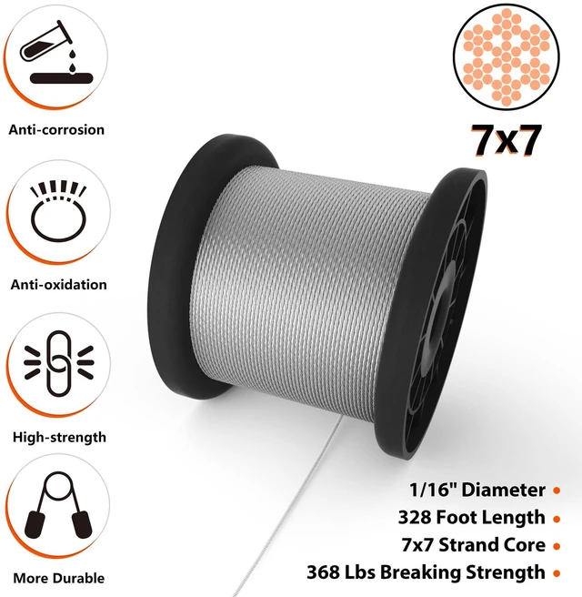 Alt view image 5 of 7 - Wire Rope Crimper Kit, 328ft 1/16" Stainless Steel Cable, Swager with 200Pcs Crimping Sleeves and 50Pcs M2 Thimbles, 6Pcs M4 Hook & Eye Turnbuckle and 8Pcs Eye Screws for Railing, Decking, H
