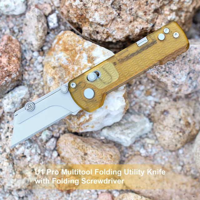 Alt view image 2 of 7 - U1 Pro Multitool Folding Utility Knife with Folding Screwdriver Quick Change Blade EDC Utility Knife with Secure Rail Lock & Pocket Clip for Men & Women (PEI)