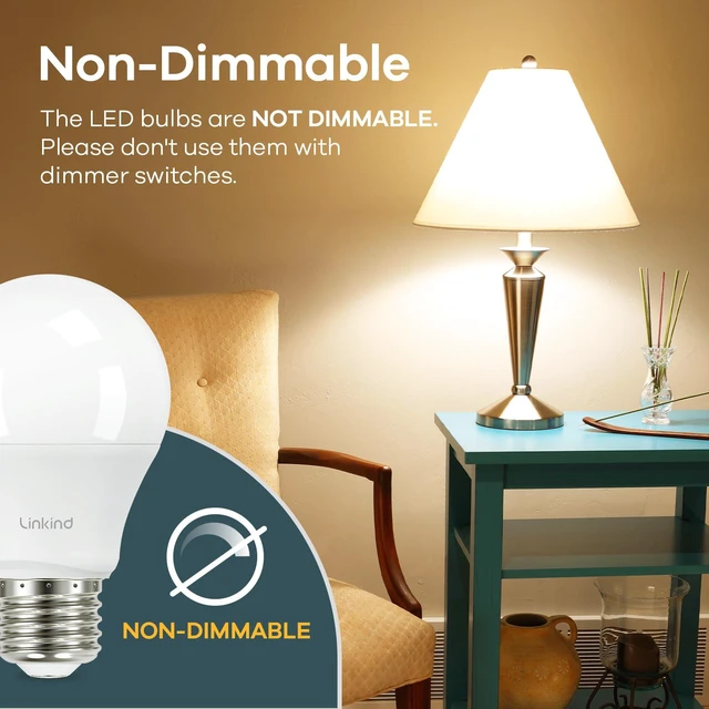 Alt view image 3 of 7 - A19 LED Light Bulbs, 60 Watt Equivalent, 3000K Warm White 6 Packs 8.5W 800 Lumens Non-Dimmable LED Bulbs, E26 Standard Base 120V, Energy Efficient for Bedroom Home Office Living Room