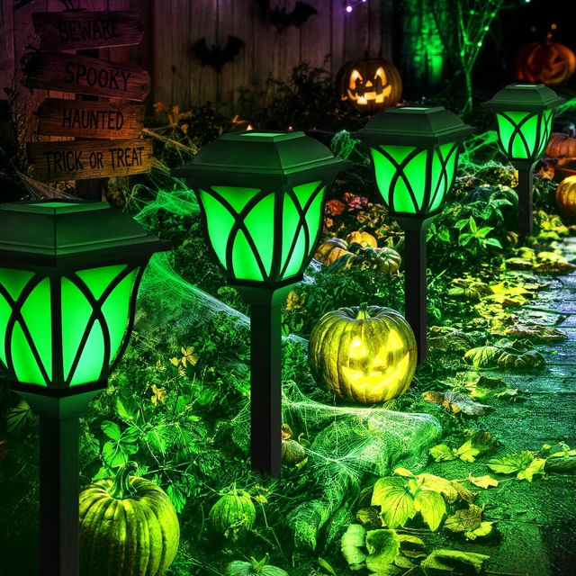 Main image of Solar Halloween Lights Outdoor, LED Solar Pathway Lights 8 Pack Garden Light Outdoor Decorations, Garden Decor for Yard, Patio, Landscape, Planter, Walkway (Green)