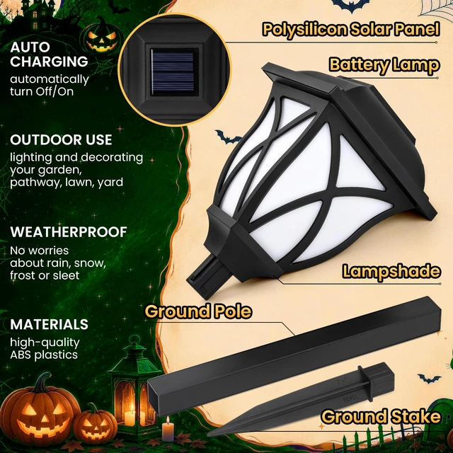 Alt view image 3 of 7 - Solar Halloween Lights Outdoor, LED Solar Pathway Lights 8 Pack Garden Light Outdoor Decorations, Garden Decor for Yard, Patio, Landscape, Planter, Walkway (Green)