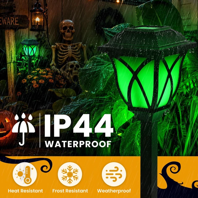 Alt view image 7 of 7 - Solar Halloween Lights Outdoor, LED Solar Pathway Lights 8 Pack Garden Light Outdoor Decorations, Garden Decor for Yard, Patio, Landscape, Planter, Walkway (Green)