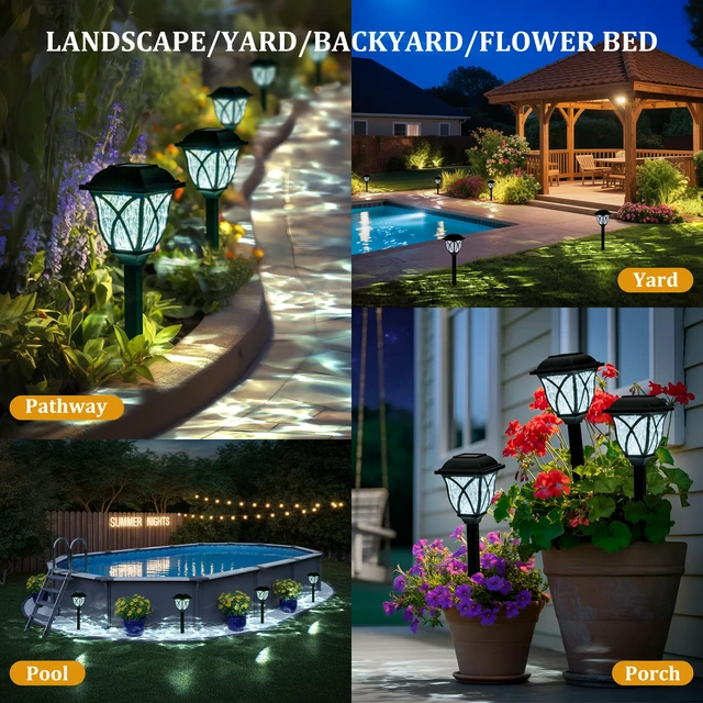 Alt view image 2 of 7 - 8 Pack Solar Lights Outdoor Waterproof, LED Solar Garden Lights Outdoor Decorations, Garden Decor for Yard, Patio, Landscape, Planter, Walkway (Cold White)