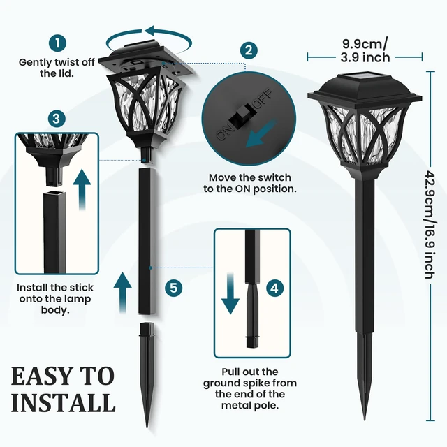 Alt view image 6 of 7 - 8 Pack Solar Lights Outdoor Waterproof, LED Solar Garden Lights Outdoor Decorations, Garden Decor for Yard, Patio, Landscape, Planter, Walkway (Cold White)