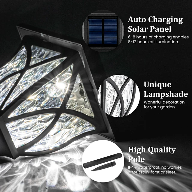 Alt view image 4 of 7 - 8 Pack Solar Lights Outdoor Waterproof, LED Solar Garden Lights Outdoor Decorations, Garden Decor for Yard, Patio, Landscape, Planter, Walkway (Cold White)