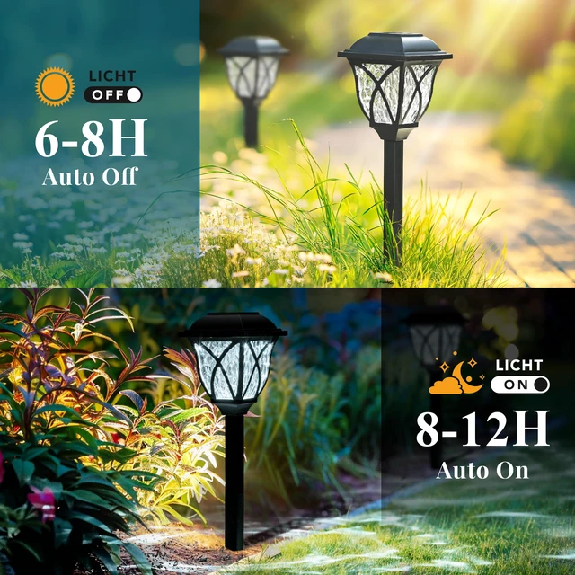 Alt view image 5 of 7 - 8 Pack Solar Lights Outdoor Waterproof, LED Solar Garden Lights Outdoor Decorations, Garden Decor for Yard, Patio, Landscape, Planter, Walkway (Cold White)