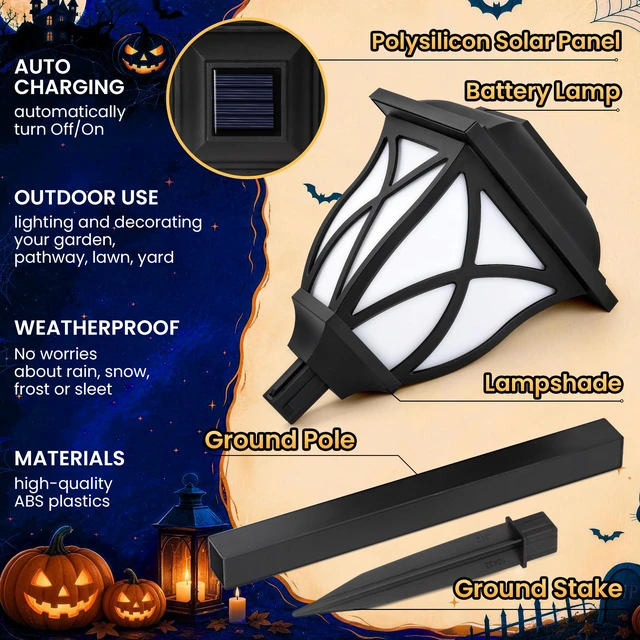 Alt view image 3 of 7 - Solar Halloween Lights Outdoor Decor, Solar Pathway Lights 8 Pack Outdoor Halloween Decorations for Garden, Yard, Patio, Landscape, Planter, Walkway (Blue)