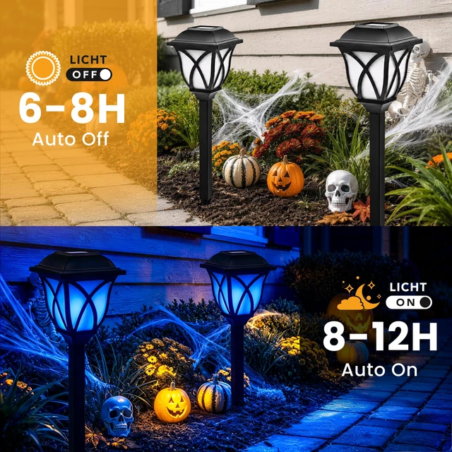 Alt view image 7 of 7 - Solar Halloween Lights Outdoor Decor, Solar Pathway Lights 8 Pack Outdoor Halloween Decorations for Garden, Yard, Patio, Landscape, Planter, Walkway (Blue)