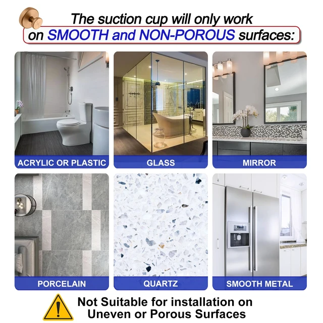 Alt view image 5 of 7 - Suction Cup Hooks for Shower, Removable Towel Hooks for Bathroom Window Glass Door Wall, Bath Robe Looafh Wreath Hook for Hanging - 2 Pack, Champagne Bronze