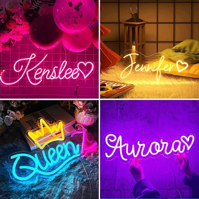 Alt view image 3 of 7 - Custom Neon Signs, Personalised Led Neon Lights Sign Customizable for Wall Decor Wedding Party Bedroom Bar Business Logo Light Up Name Sign, Birthday Gift Night Light
