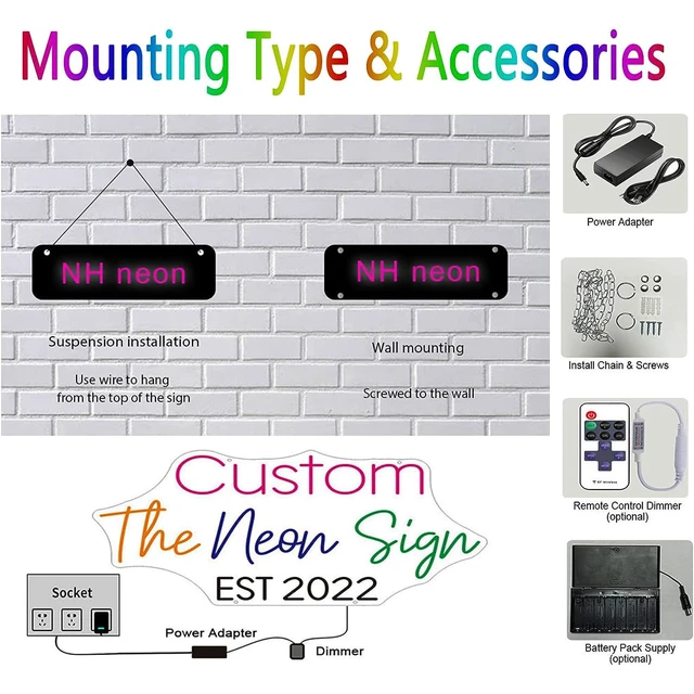 Alt view image 7 of 7 - Custom Neon Signs, Personalised Led Neon Lights Sign Customizable for Wall Decor Wedding Party Bedroom Bar Business Logo Light Up Name Sign, Birthday Gift Night Light