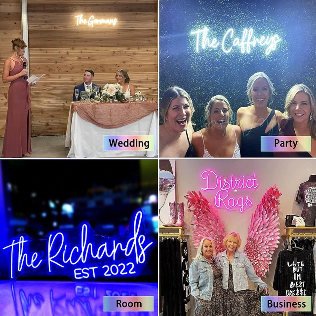 Alt view image 2 of 7 - Custom Neon Signs, Personalised Led Neon Lights Sign Customizable for Wall Decor Wedding Party Bedroom Bar Business Logo Light Up Name Sign, Birthday Gift Night Light