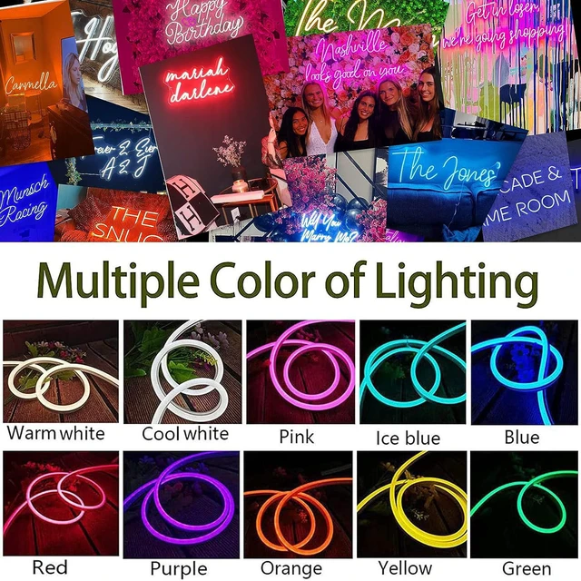 Alt view image 6 of 7 - Custom Neon Signs, Personalised Led Neon Lights Sign Customizable for Wall Decor Wedding Party Bedroom Bar Business Logo Light Up Name Sign, Birthday Gift Night Light