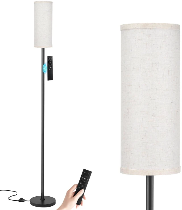 Main image of 64'' Floor Lamps for Living Room with Remote Control and Stepless Dimmable Colors Temperature & Brightness, 9W Bulb Included(Beige Lampshade & Black Pole)