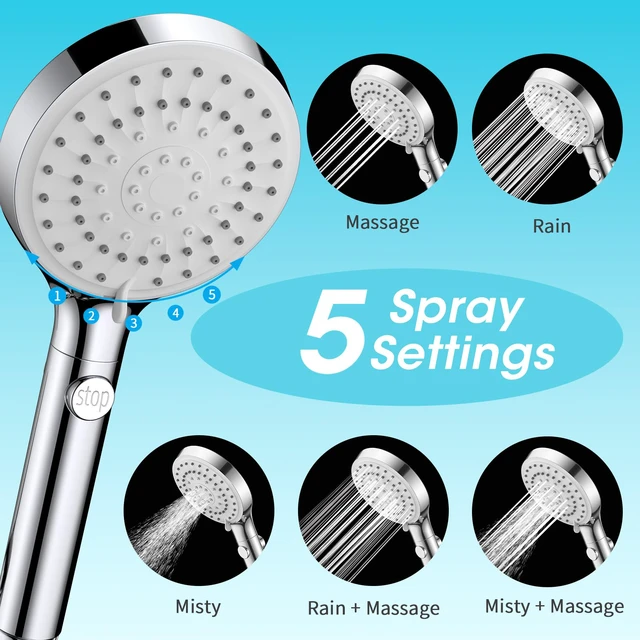 Alt view image 5 of 7 - High Pressure Filtered Handheld Shower Head with Hose, Chrome 80" Long Stainless Steel Hose, ON/OFF Switch for Pets Bath, Filter Beads for Hard Water, Remove Chlorine & Reduce Dry Skin