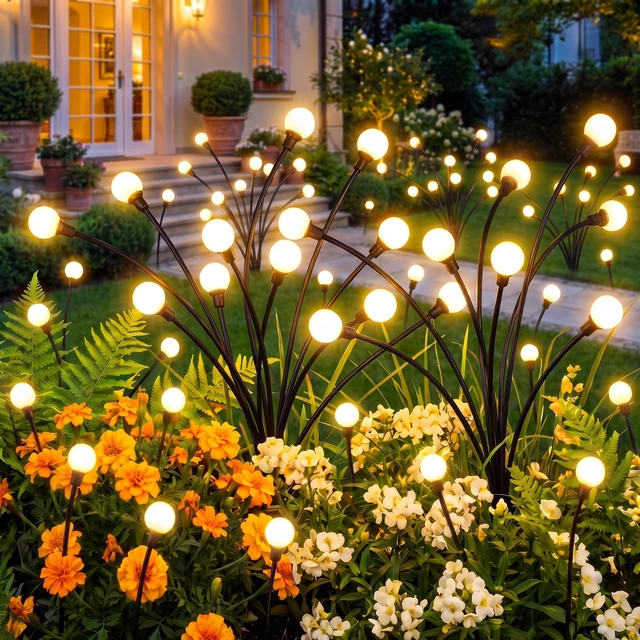 Main image of Solar Firefly Lights 4 Pack-48LED Solar Lights Outdoor Waterproof Steady ON+Flash Solar Garden Lights IP65 Waterproof Fairy Lights for Garden Decor, Yard Decor, Pathway Decor, Christmas Decor