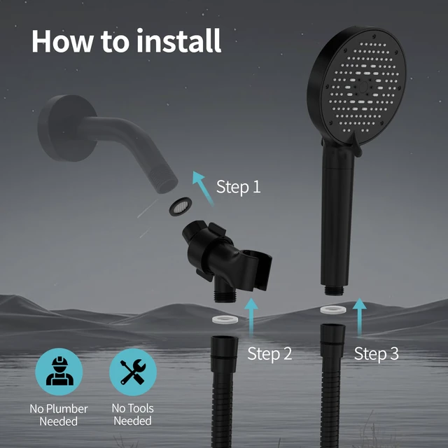 Alt view image 7 of 7 - High Pressure Filtered Handheld Shower Head 9 Spray4 filters Removes Chlorine and Hard Water Impurities, Power Wash Mode, Anti-Clog Soft Silicone Nozzles,Adjustable Bracket