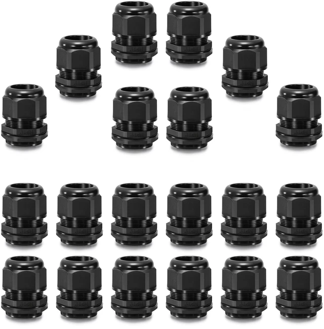 Main image of 20pcs 1" NPT Cable Gland Waterproof IP68 Nylon Cable Pass Through Cord Grip Connector Strain Relief Wire Grommet