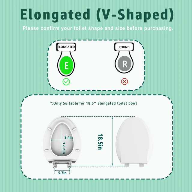 Alt view image 6 of 6 - Toilet Seat Elongated Almond, 18.5 x 14.2 Inch, Slow Close, Bottom-Mount Design, Fits 2-Piece Toilets, Durable & Easy to Install, PP Material Safe and Durable