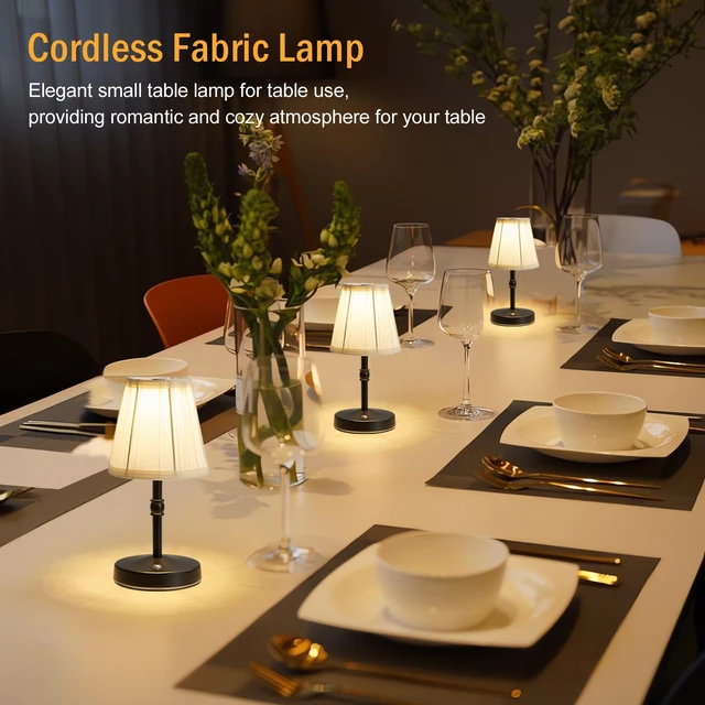 Alt view image 4 of 7 - 5W LED Cordless Mini Lamp,3000 mah Battery Operated Lamps,3 Color Temperature Dimmable Table Light,Small Rechargeable Lamp,Kitchen Lamps countertop,Restaurant (Black)