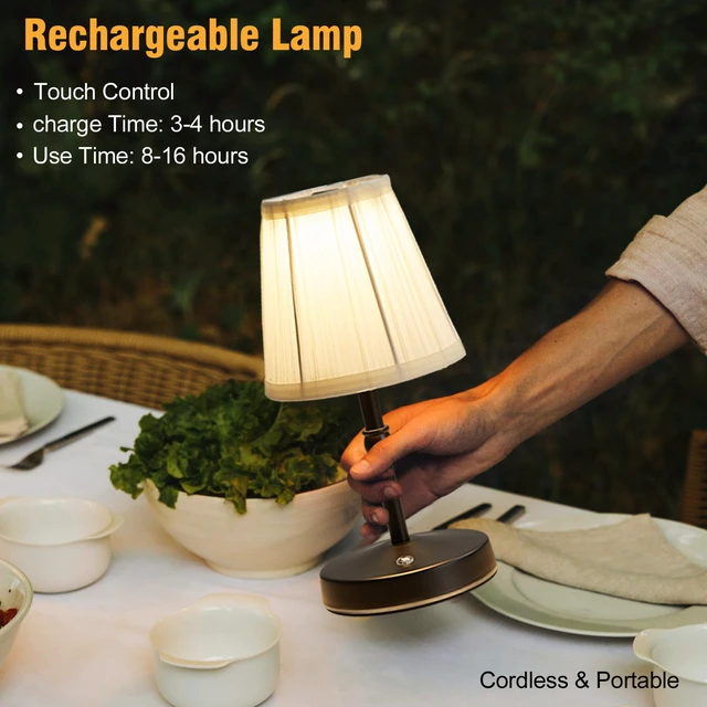 Alt view image 6 of 7 - 5W LED Cordless Mini Lamp,3000 mah Battery Operated Lamps,3 Color Temperature Dimmable Table Light,Small Rechargeable Lamp,Kitchen Lamps countertop,Restaurant (Black)