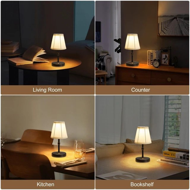 Alt view image 7 of 7 - 5W LED Cordless Mini Lamp,3000 mah Battery Operated Lamps,3 Color Temperature Dimmable Table Light,Small Rechargeable Lamp,Kitchen Lamps countertop,Restaurant (Black)